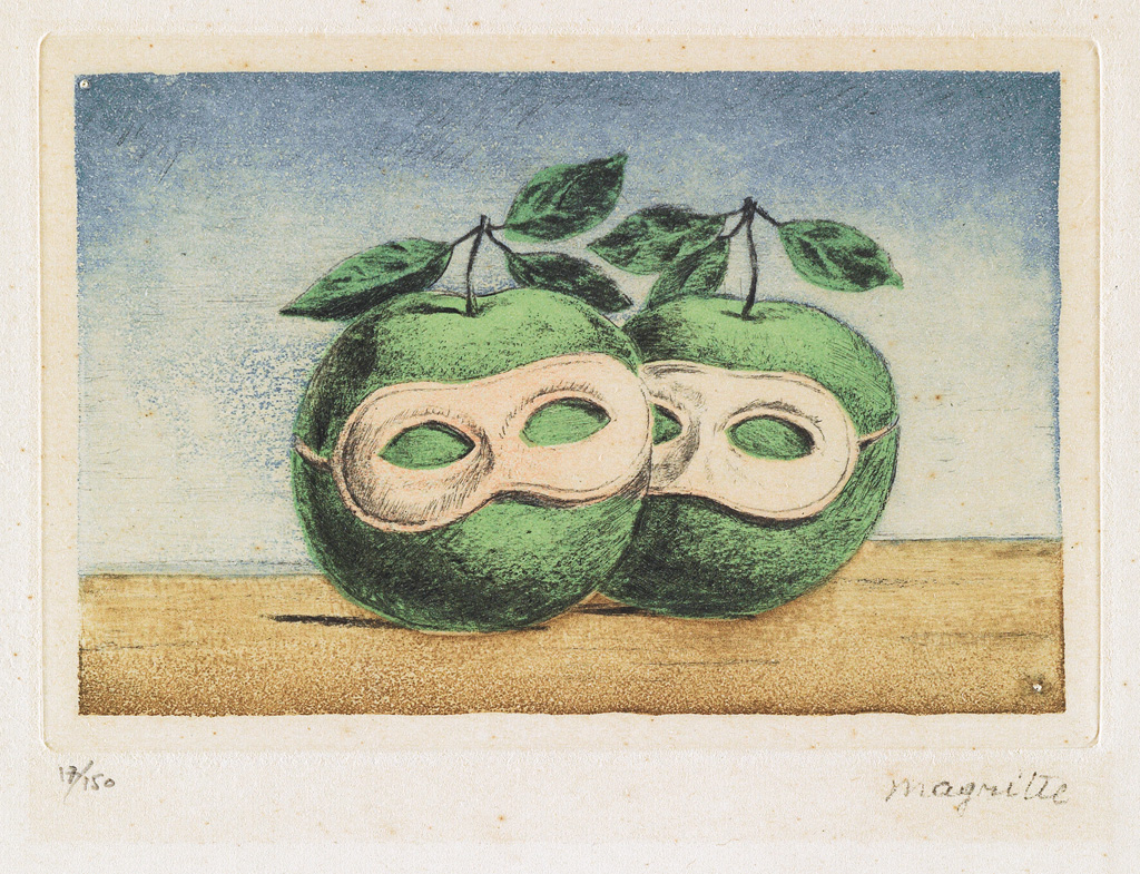 Appraisal: REN MAGRITTE Le Pr tre Mari Color etching on Japan