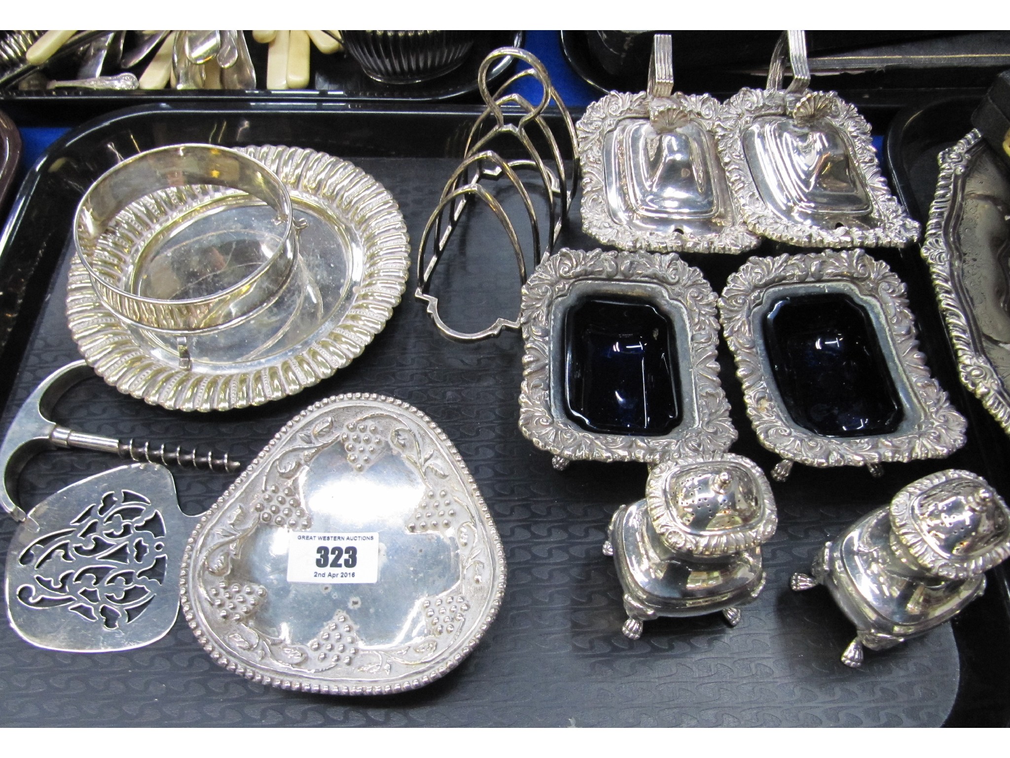 Appraisal: A tray lot of EP - condiments toastrack dishes etc