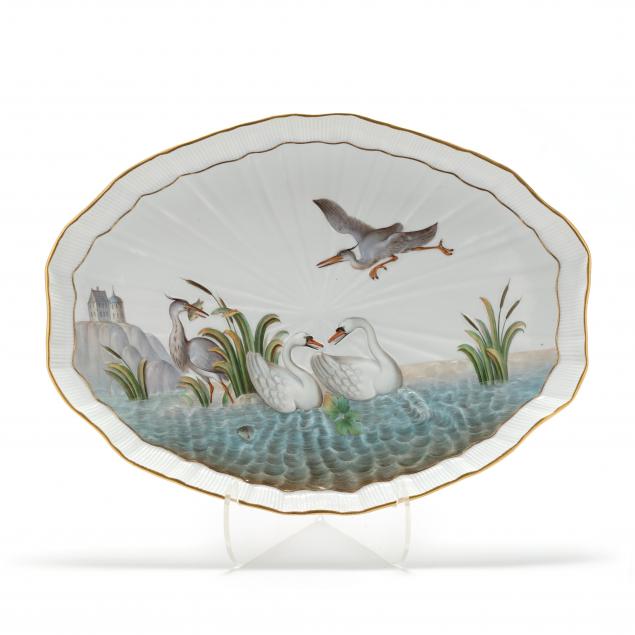 Appraisal: MEISSEN SWAN SERVICE OVAL PLATTER Late th century based the