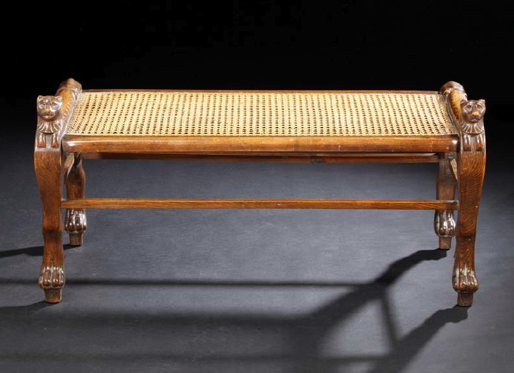 Appraisal: Provincial Regency Oak Bench mid- th century the caned rectangular