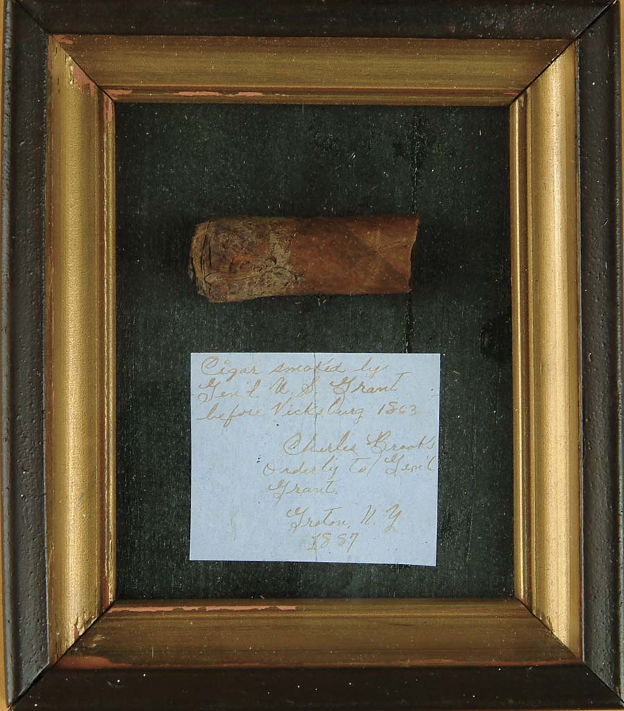 Appraisal: CIGAR BUTT SMOKED BY GENERAL GRANT Framed Stogie butt -