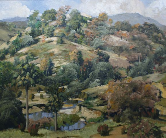 Appraisal: David Preston born Mountain View with Stream oil on canvas