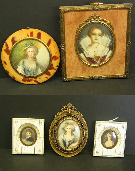 Appraisal: Ten miniature portraits on ivory late th early th century