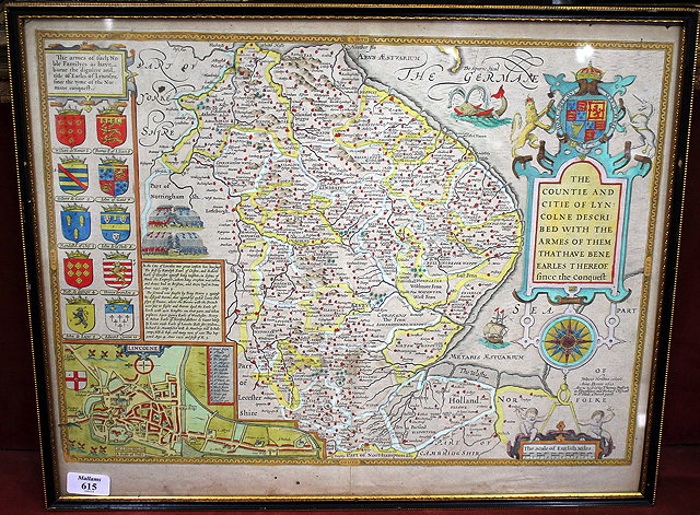 Appraisal: AN ANTIQUE HAND COLOURED MAP of the County and City