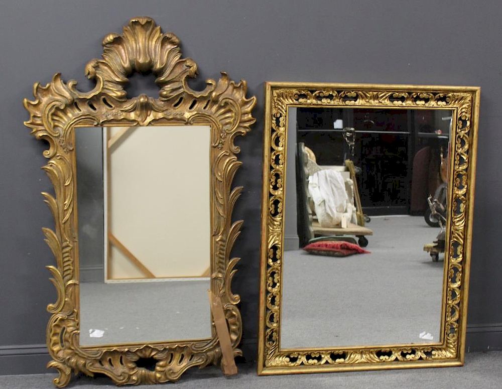 Appraisal: Large and Decorative Gilt Mirrors Roccocco and the other square