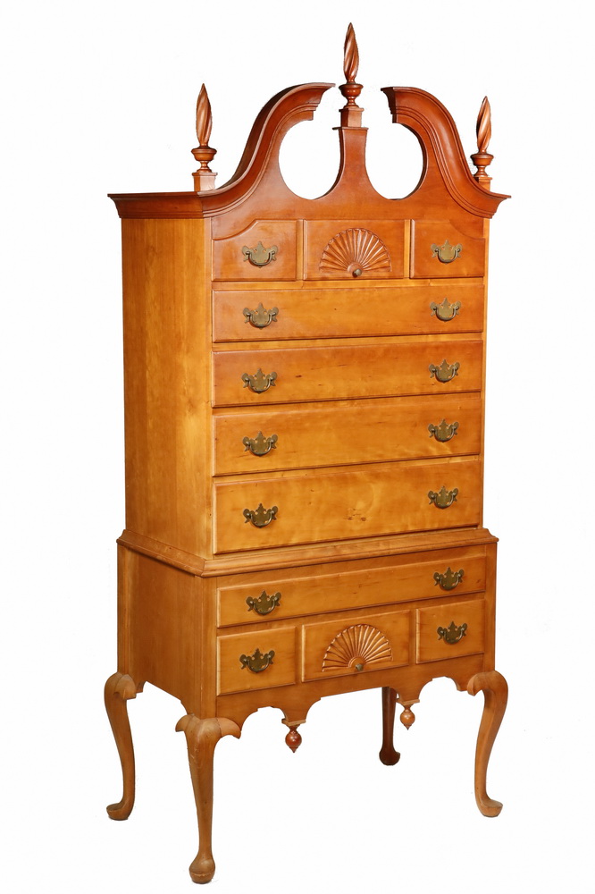 Appraisal: WONDERFUL CUSTOM CHERRY HIGHBOY WITH WYETH ASSOCIATION Impressive Solid Cherry