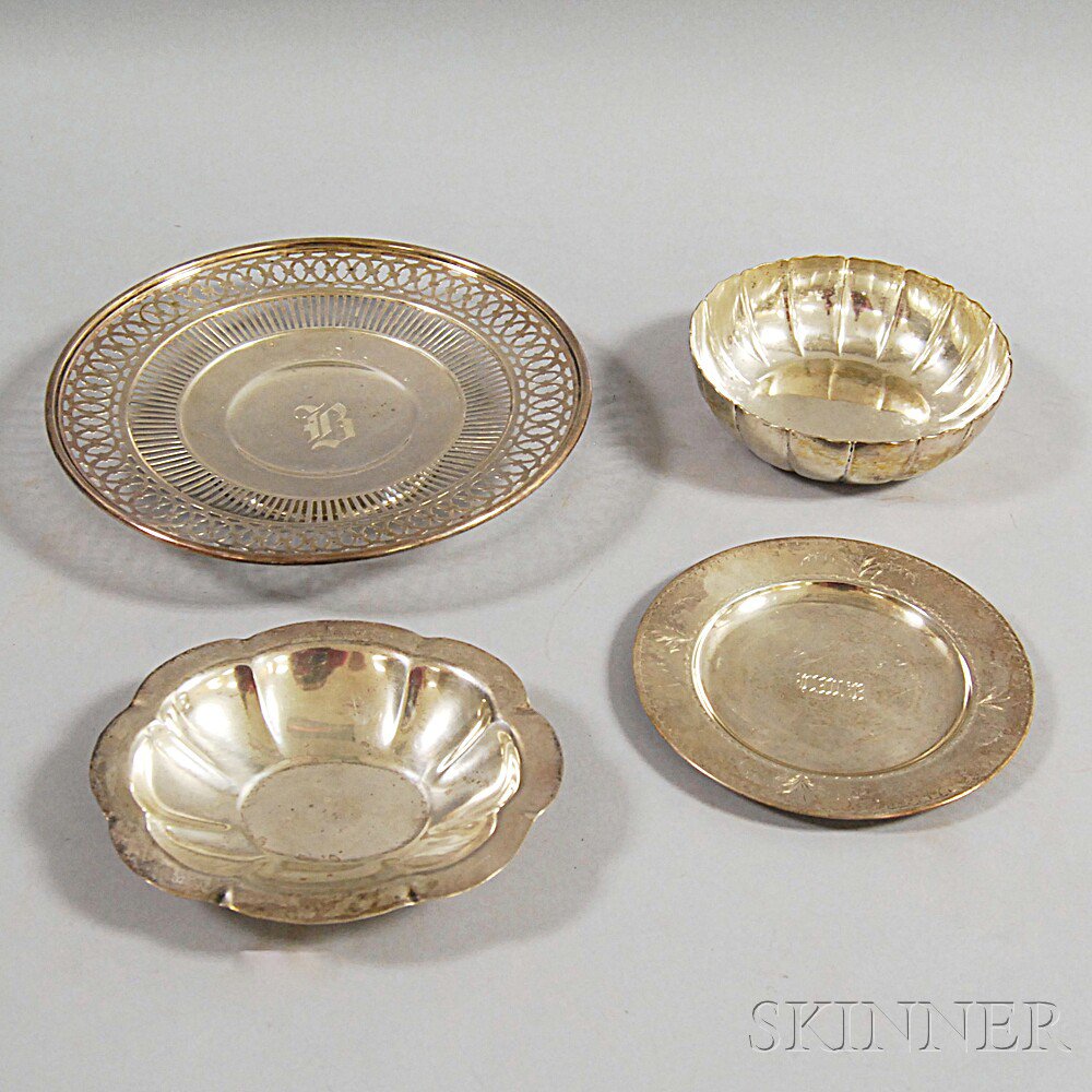 Appraisal: Four Sterling Silver Dishes one bearing the marks of Bailey