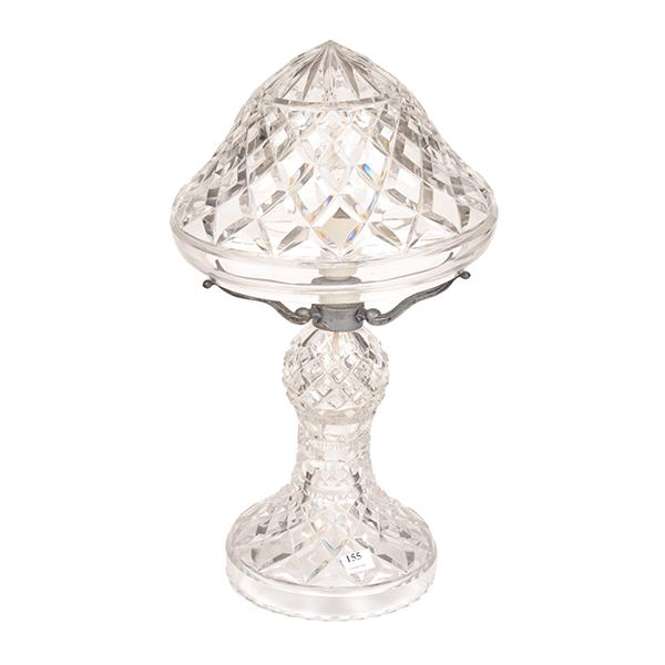 Appraisal: A LARGE DIAMOND CUT CRYSTAL LAMP AND SHADE CM HIGH