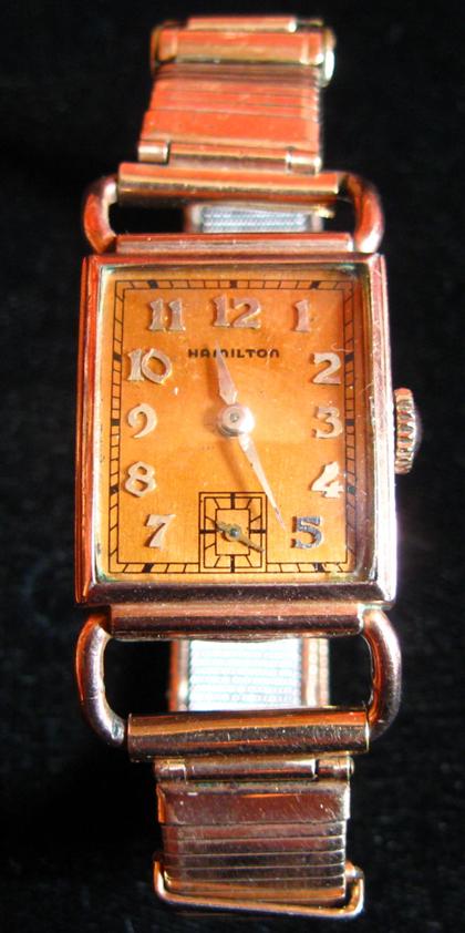 Appraisal: American rose gold filled tank case wrist watchHamilton st half