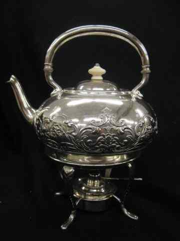 Appraisal: Victorian Silverplate Hot Water Kettleon stand with burner by Wilcox