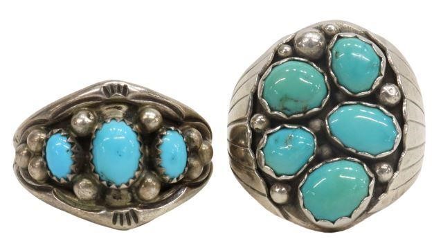 Appraisal: lot of Gent's Southwest silver rings set with turquoise cabochons