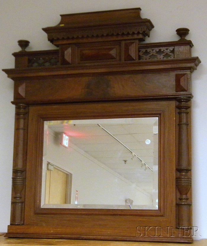 Appraisal: Victorian Renaissance Revival Carved Walnut Overmantel Mirror ht wd in