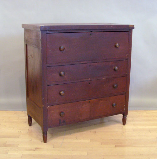 Appraisal: Sheraton red wash chest of drawers ca h l