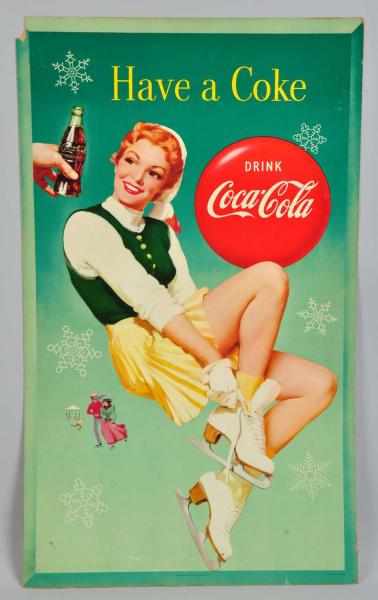 Appraisal: Cardboard Coca-Cola -Sided Poster s Extreme wear and fading to