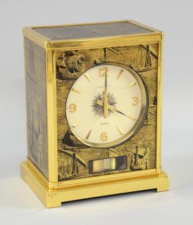 Appraisal: Jaeger-Le-Coulter Sailing Ships Atmos clock with printed decoration of ancient