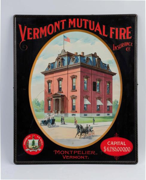 Appraisal: Vermont Mutual Fire Insurance Tin Sign This Vermont Mutual embossed