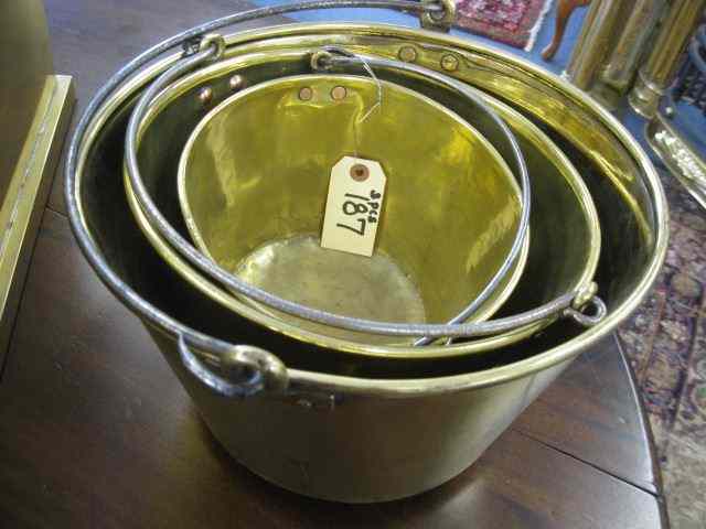 Appraisal: Victorian Brass Pails graduated polished