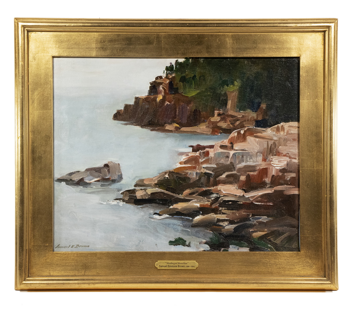 Appraisal: SAMUEL EMMONS BROWN CT MA - Monhegan Shoreline oil on