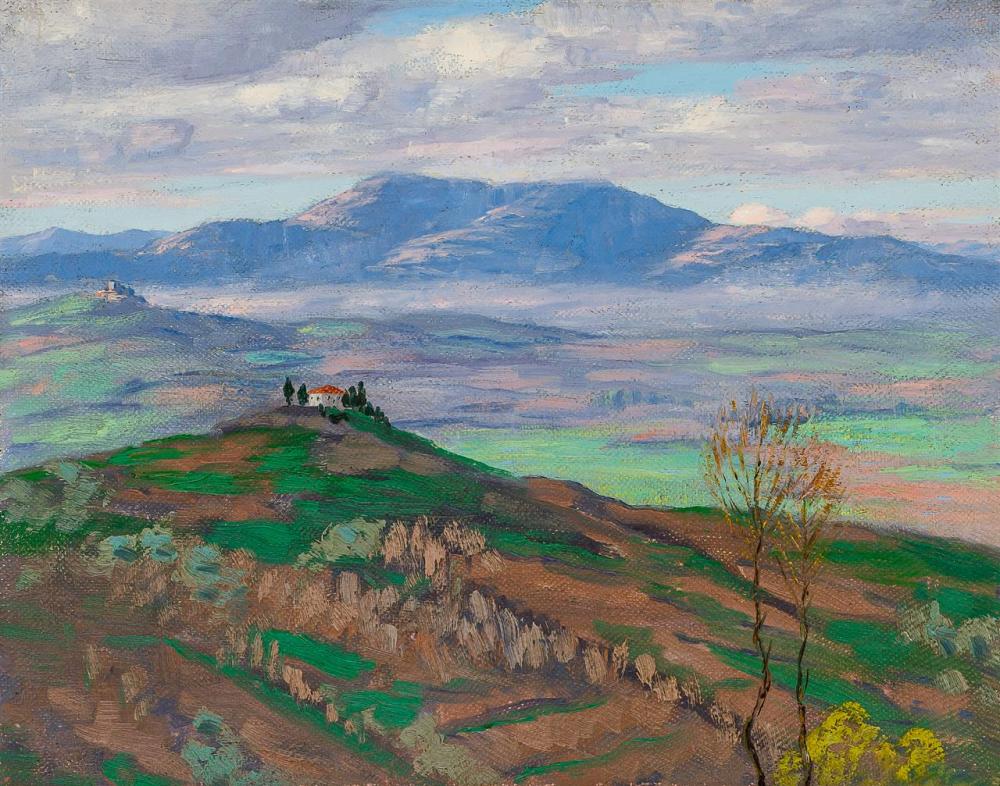 Appraisal: WILL HUTCHINS American - View from the Hill oil on