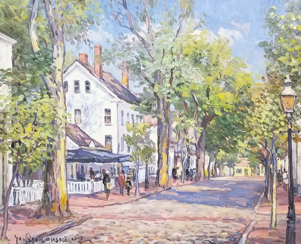 Appraisal: Jan Pawlowski Oil on Canvas Federal Street - Nantucket Jan