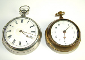 Appraisal: An th century silver pair cased verge pocket watch by