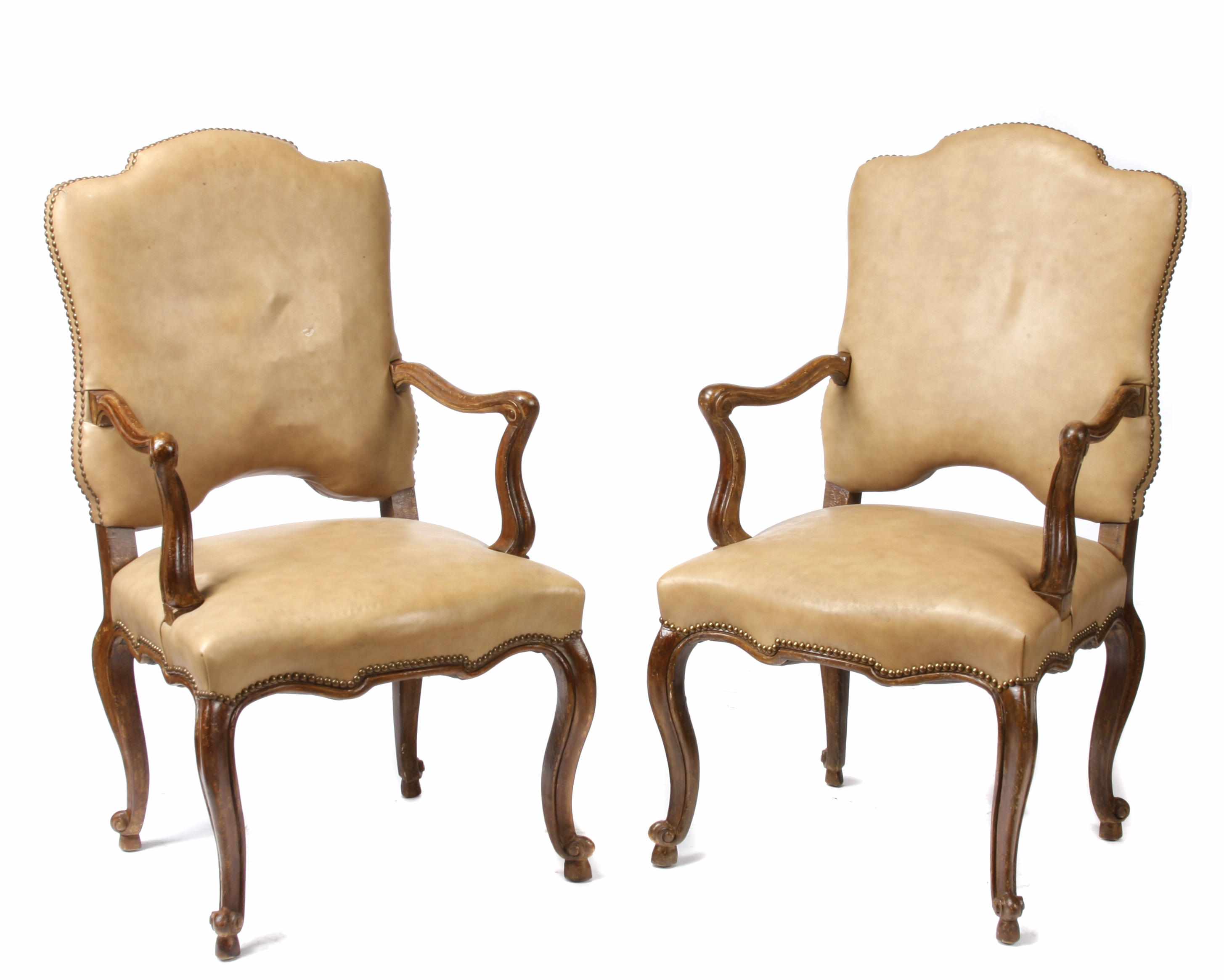 Appraisal: A pair of Italian Rococo style upholstered armchairs height in