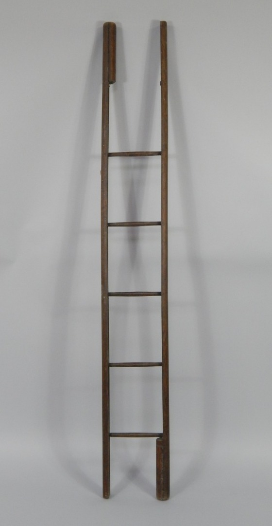 Appraisal: A thC oak folding library ladder cm high N B