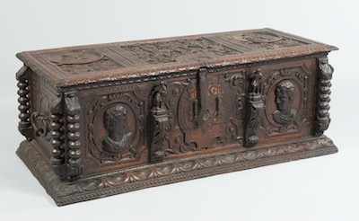 Appraisal: A Northern Italian Walnut Cassone th- th Century Heavily carved