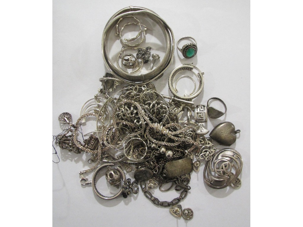 Appraisal: Quantity of silver jewellery to include bangles neckchains pendants earrings