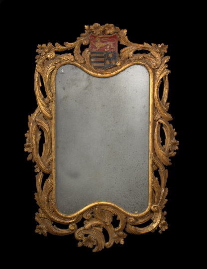 Appraisal: George III-Style Giltwood Looking Glass late th century the rounded