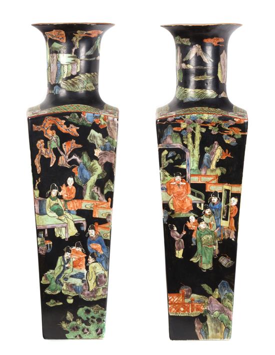 Appraisal: Sale Lot A Pair of Chinese Famille Noir Porcelain Vases