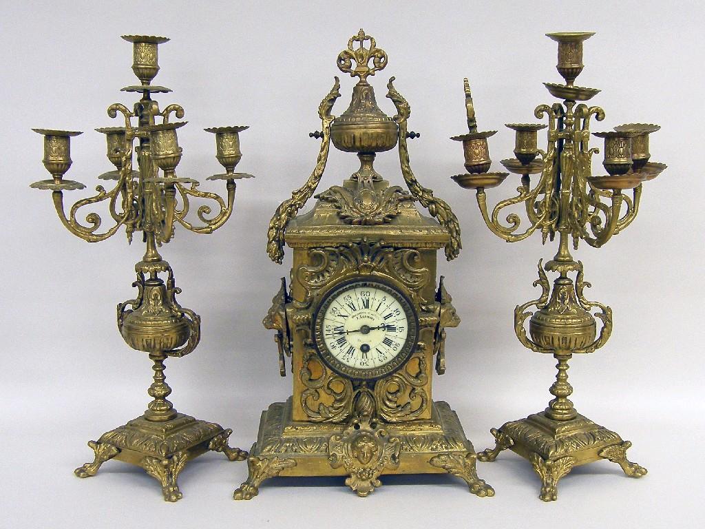 Appraisal: Unusual brass torsion clock the convex silvered dial within a