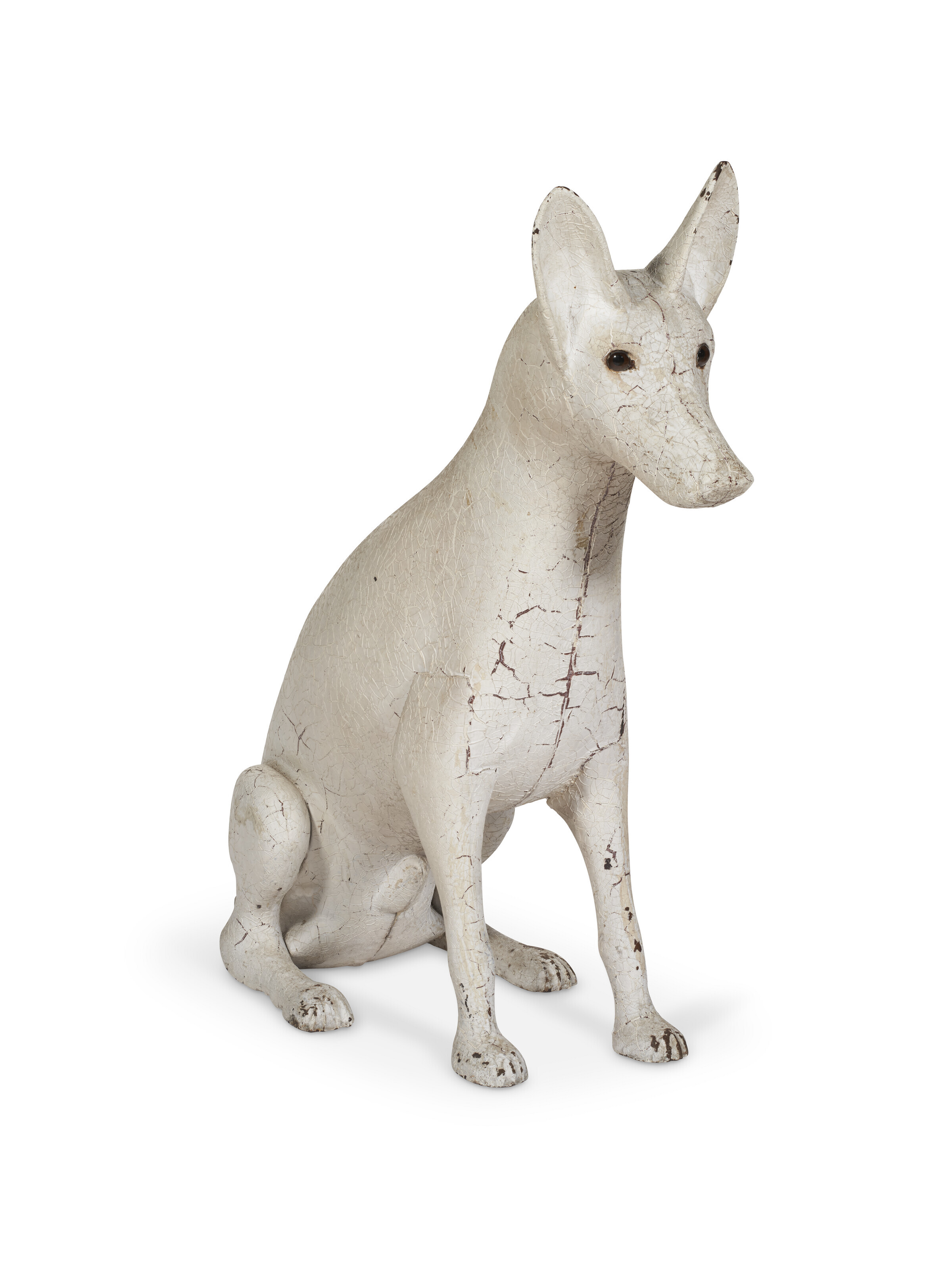 Appraisal: A WHITE-PAINTED CAST IRON SITTING DOG ATTRIBUTED TO FRED ALTEN