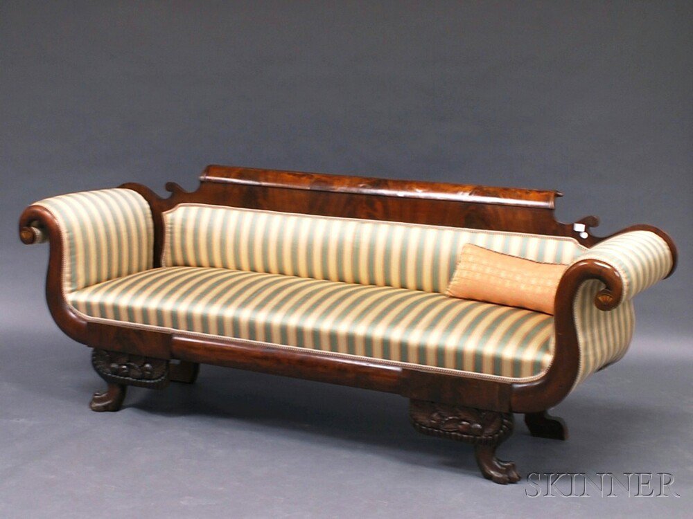 Appraisal: Classical Carved Mahogany Sofa New England second quarter th century