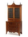 Appraisal: SECRETARY - Diminutive two-part mahogany Hepplewhite bookcase top secretary Block