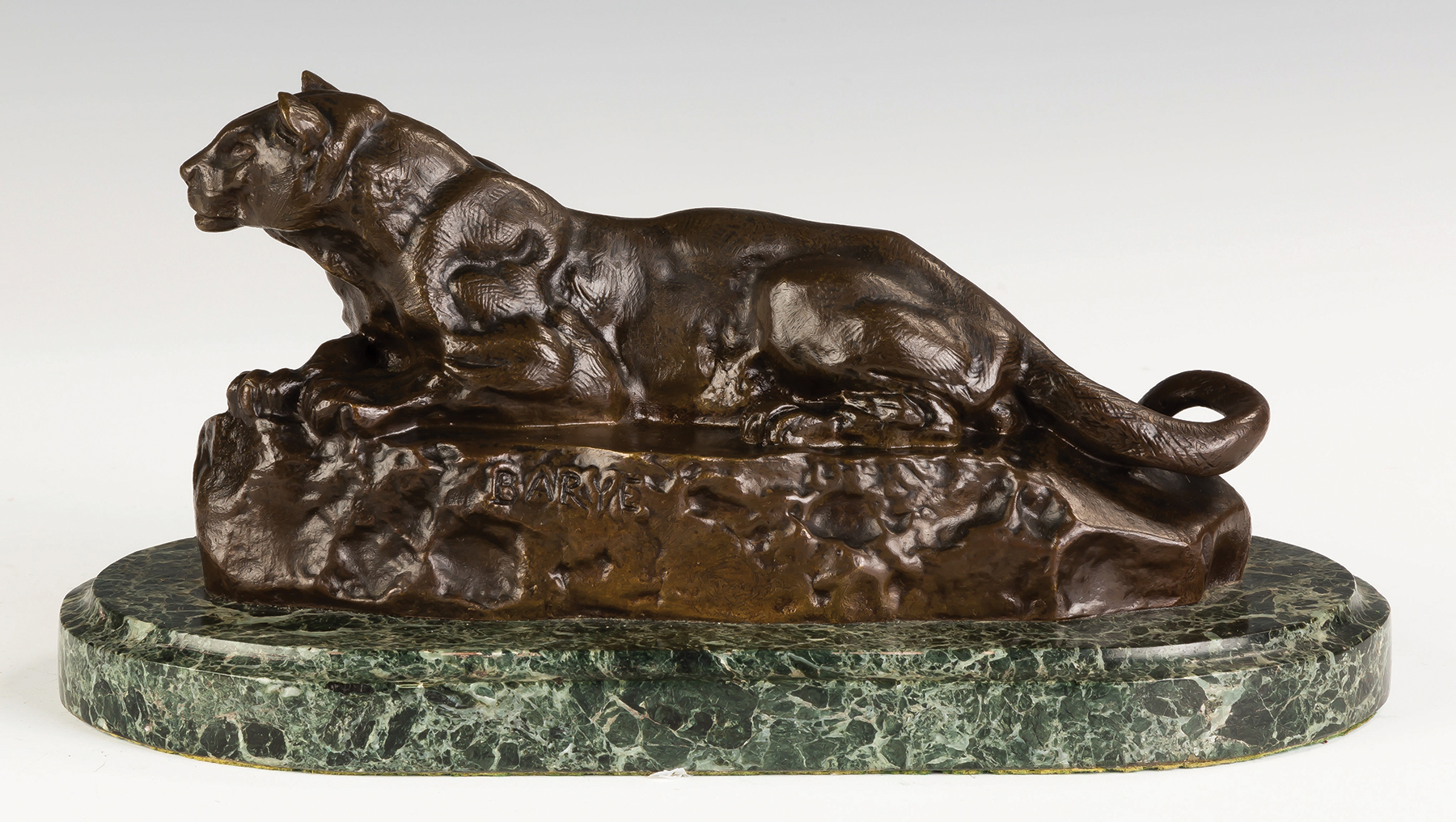 Appraisal: Antoine-Louis Barye French - Bronze Mountain Lion Signed Barye