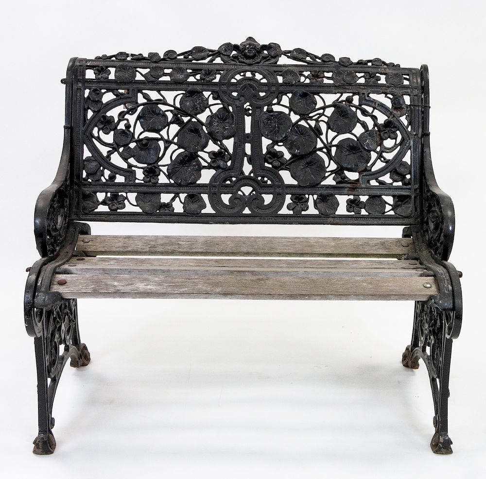 Appraisal: A TWO-PERSON WROUGHT IRON BENCH A TWO-PERSON WROUGHT IRON BENCH