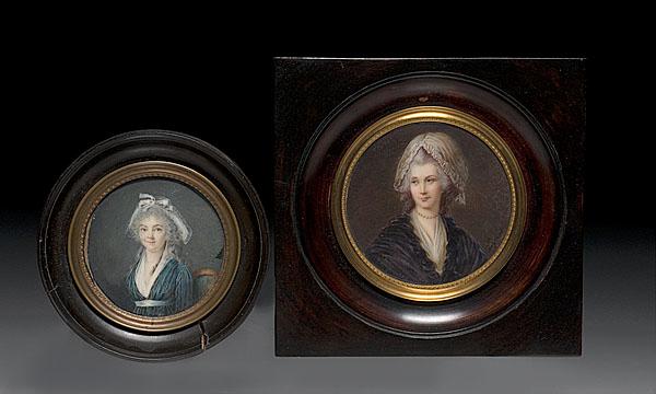 Appraisal: TWO PORTRAIT MINIATURES OF MATURE LADIES both late th century