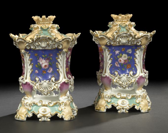 Appraisal: Good Pair of Brilliantly Polychromed and Lavishly Gilt Paris Porcelain