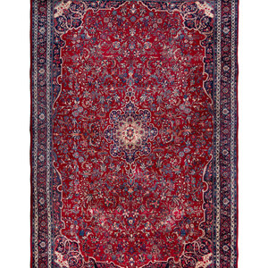 Appraisal: A Kashan Wool Rug Mid- th Century feet inches x