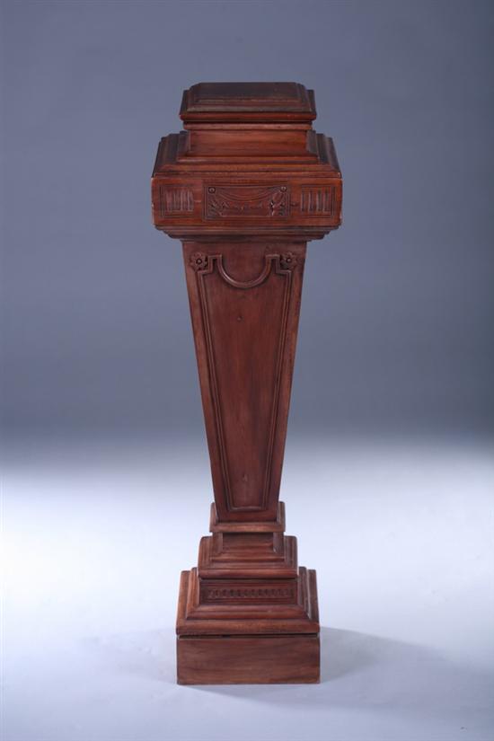 Appraisal: ANGLO-INDIAN CARVED PEDESTAL th Century Square molded-edge top projecting fluted