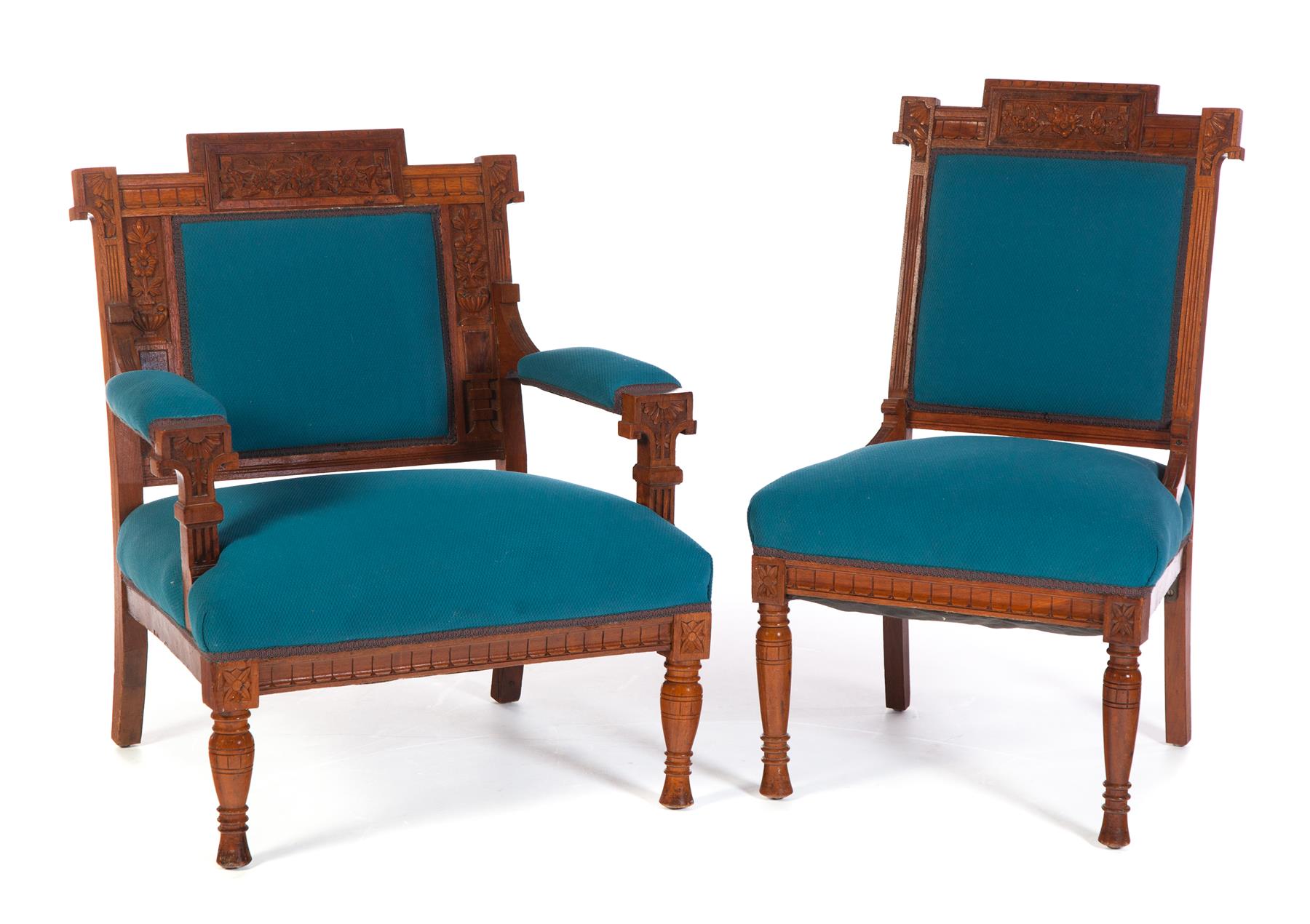 Appraisal: TWO EASTLAKE VICTORIAN PARLOR CHAIRS American th quarter- th century