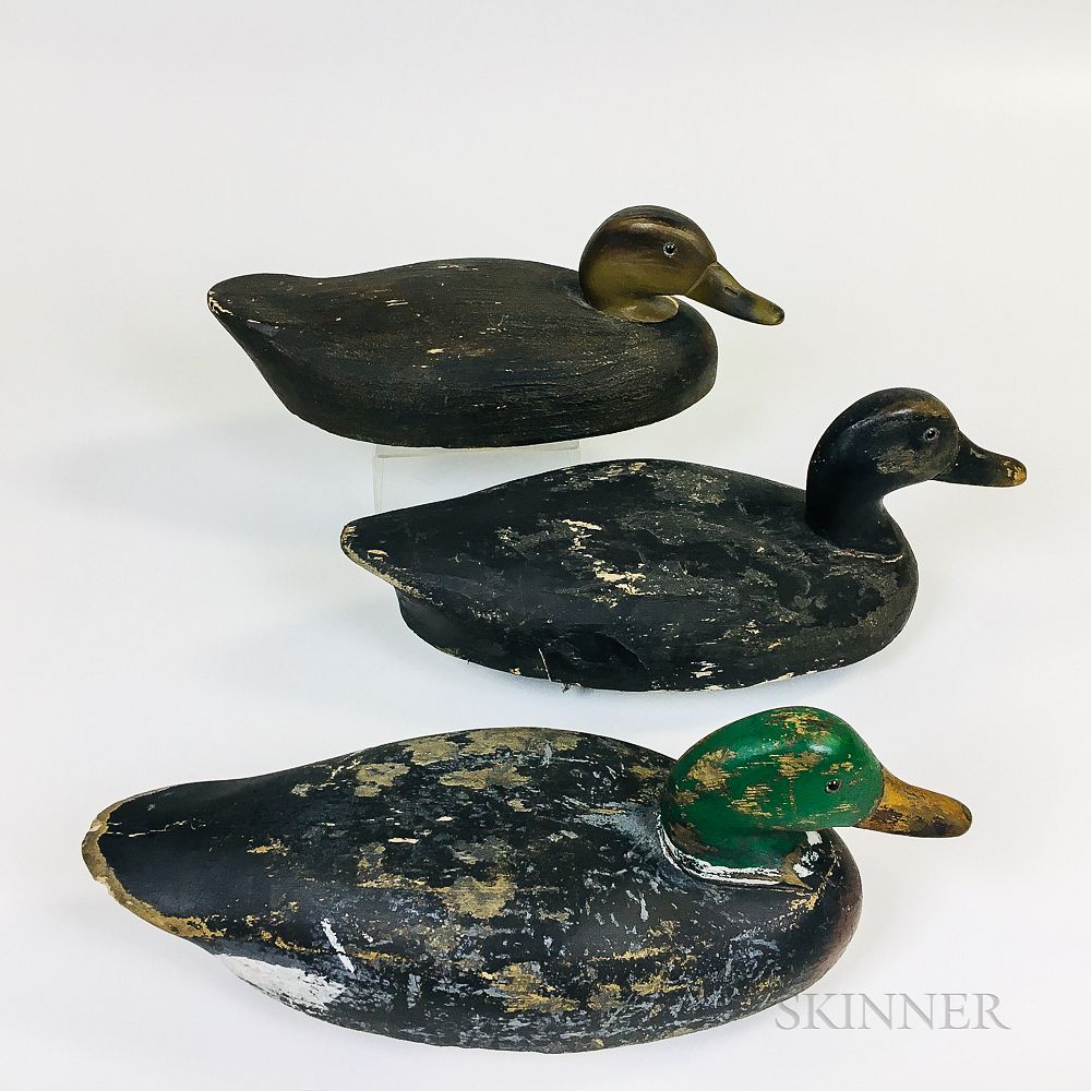 Appraisal: Three Ted Mulliken Wildfowler Polychrome Carved Wood Decoys Three Ted