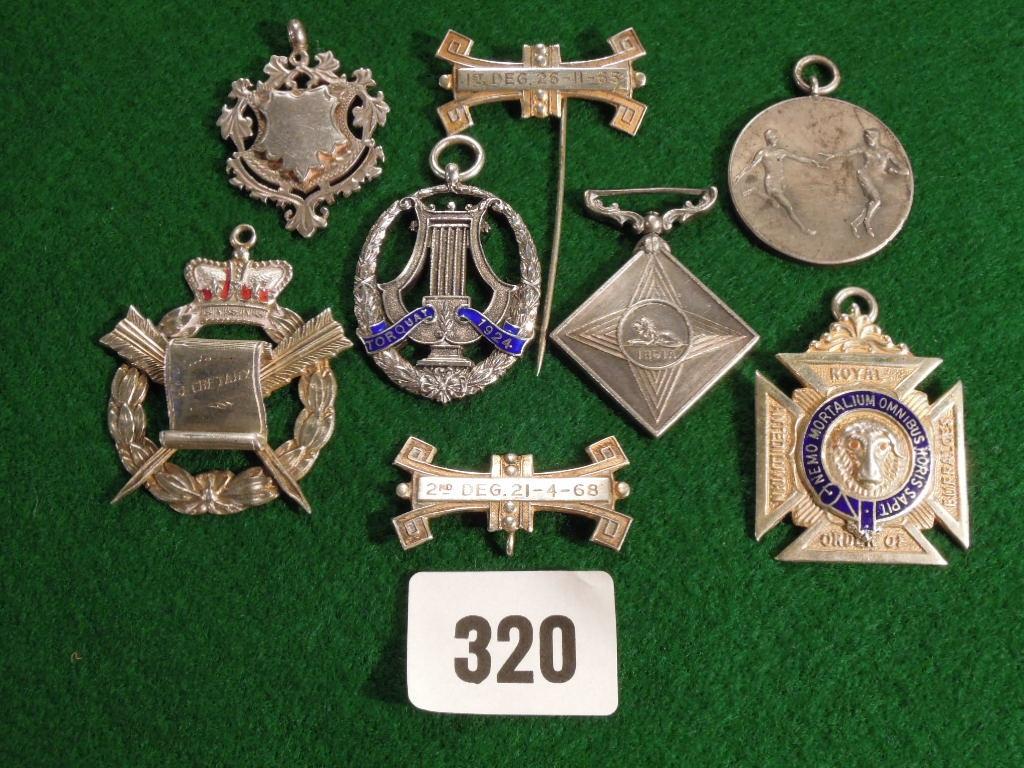 Appraisal: Six silver chain fobs medallions and two others