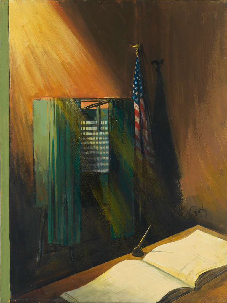 Appraisal: ARTHUR GETZ Voting Booth Cover illustration for The New Yorker