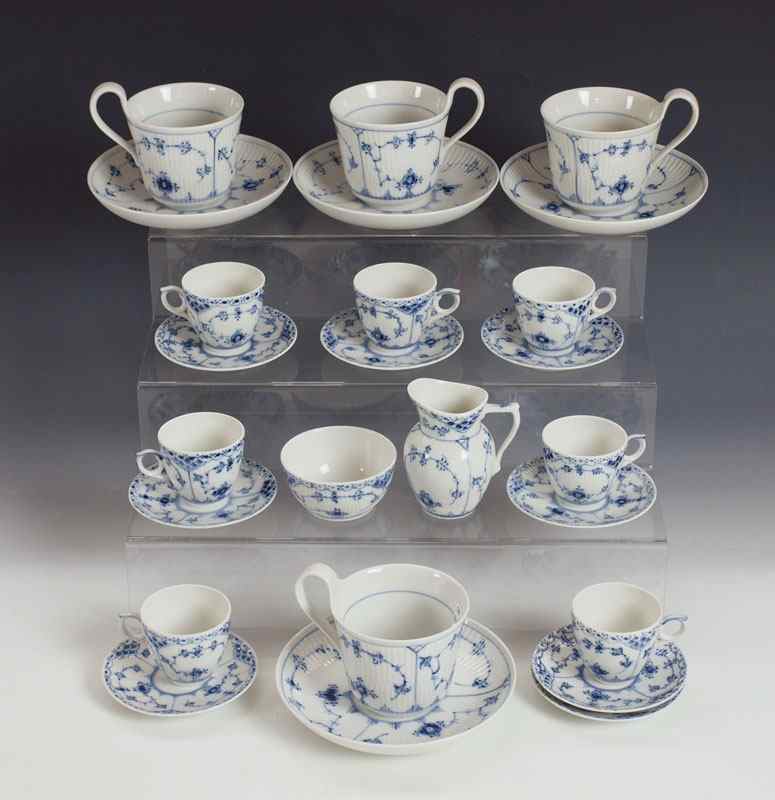 Appraisal: ROYAL COPENHAGEN BLUE FLUTED CHINA pieces to include oversized cups