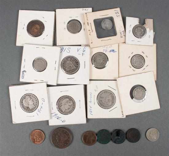 Appraisal: Assortment of United States small denomination copper alloy and silver