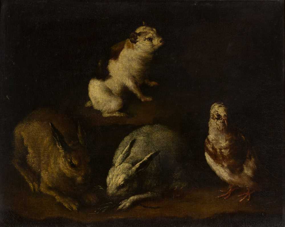 Appraisal: FOLLOWER OF GIOVANNI AGOSTINO CASSANA ITALIAN - RABBITS DOVE AND