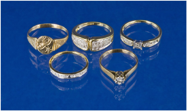 Appraisal: Five ct Gold Diamond Set Dress Rings Comprising Ladies And