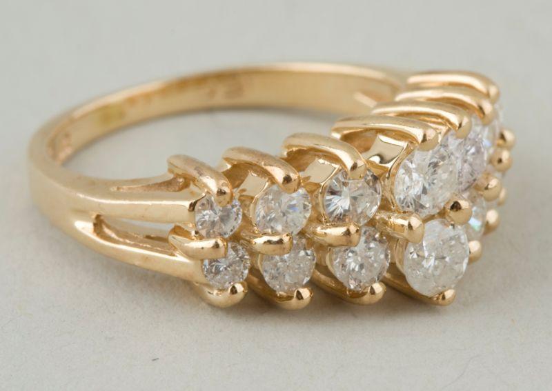 Appraisal: KT Yellow Gold Diamond Ring with two prong set round